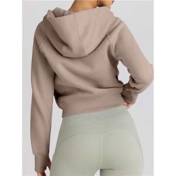 Women's Zip-Up Cropped Hoodie – Fleece Sweatshirt, Casual Hooded - Picture 5 of 7